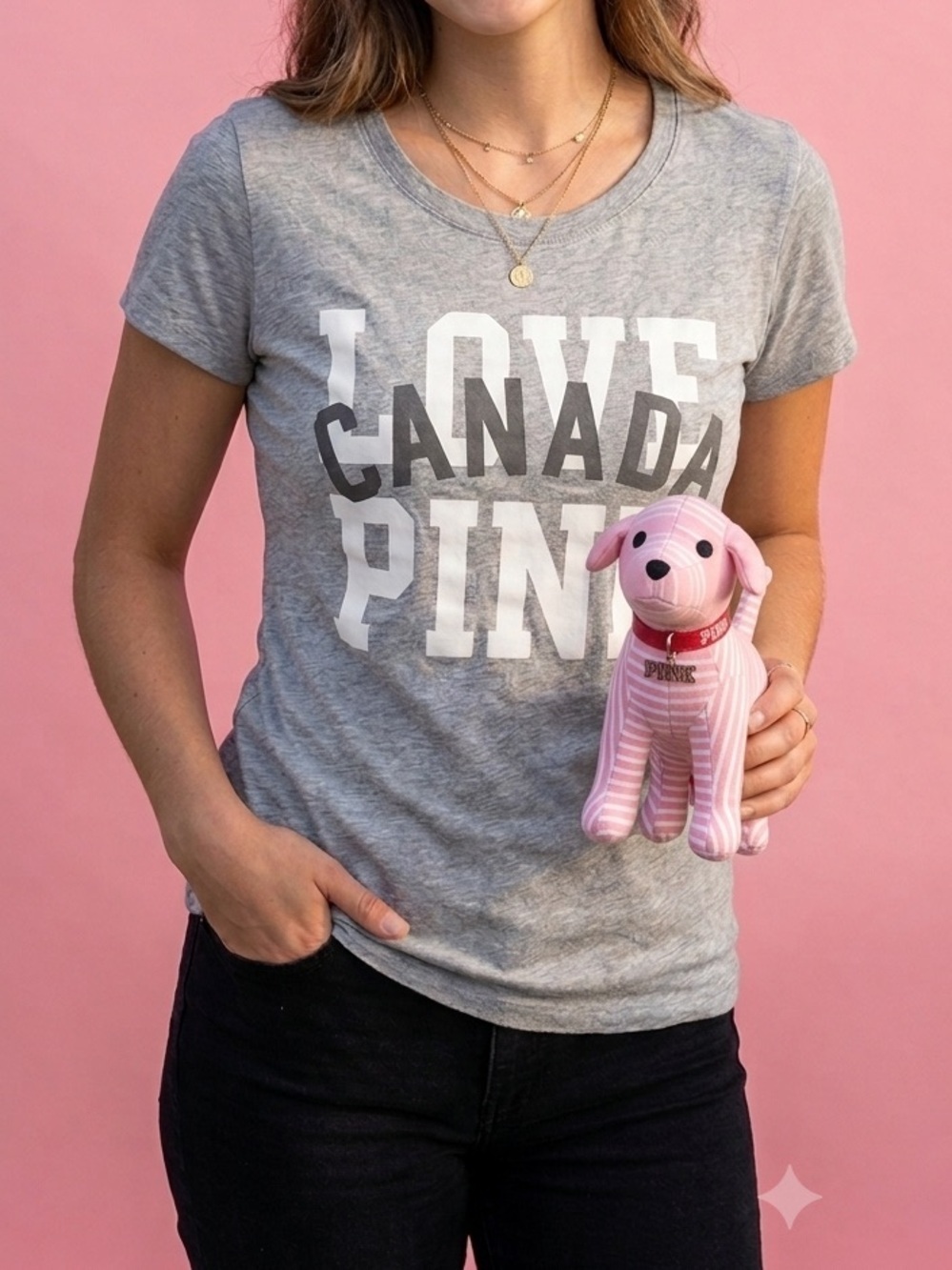 Gray Victoria’s Secret Canada Pink T-Shirt size M